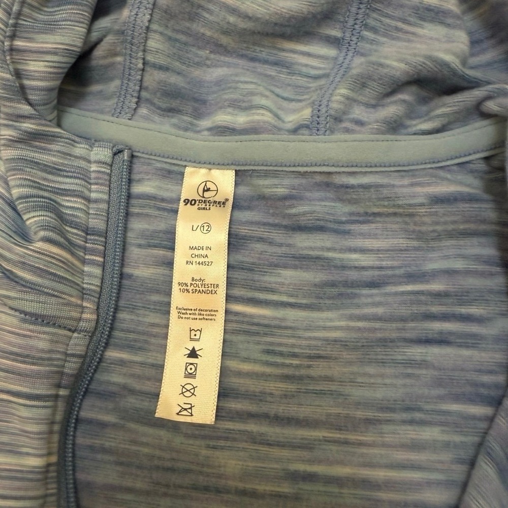 90 Degree By Reflex Girls Hooded Athletic Jacket Full Zip Blue Size L 12 - Picture 4 of 7